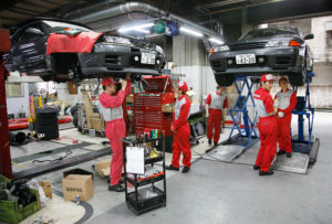 cars in workshop